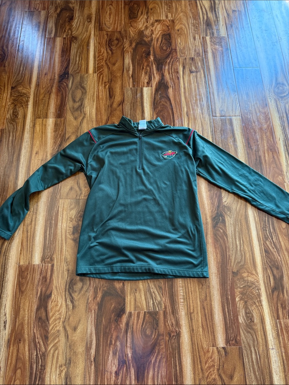 Green Quarter-Zip Pullover with Small Chest Patch